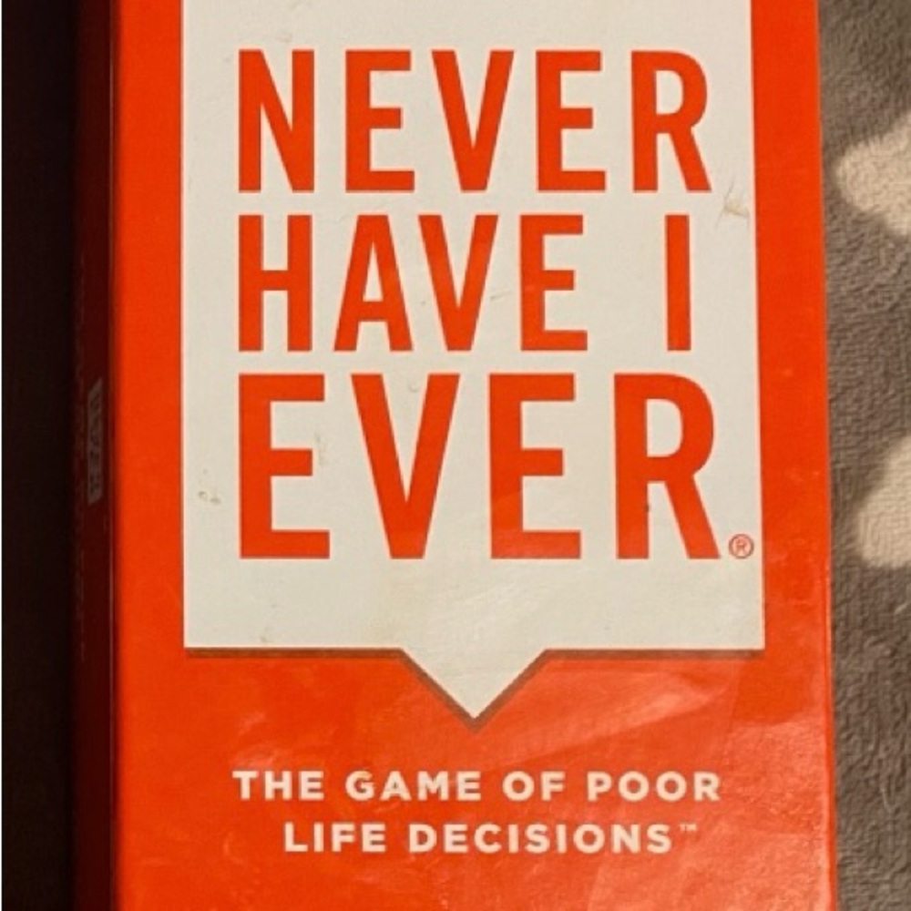Red Never Have I Ever Card Game of Poor Life Decisions